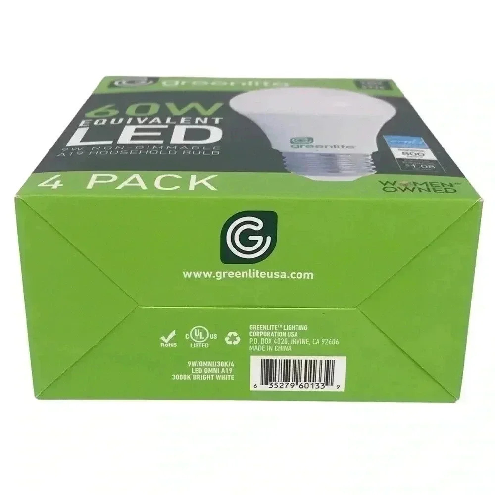 16 BULBS 4–PACK GREENLITE 60 WATT EQUIVALENT NON DIMMABLE A19 LED LIGHT BULBS - Picture 5 of 10